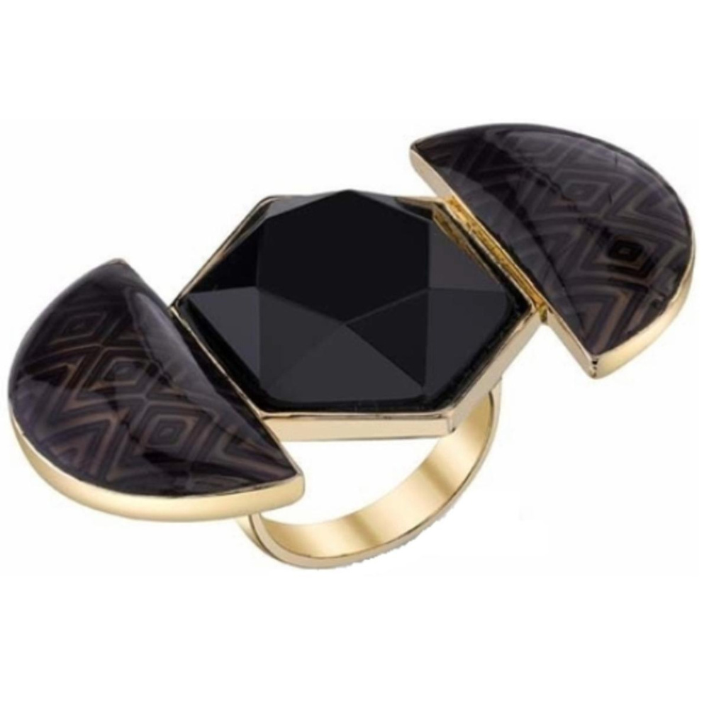 House of Harlow gold tone scarab ring large black